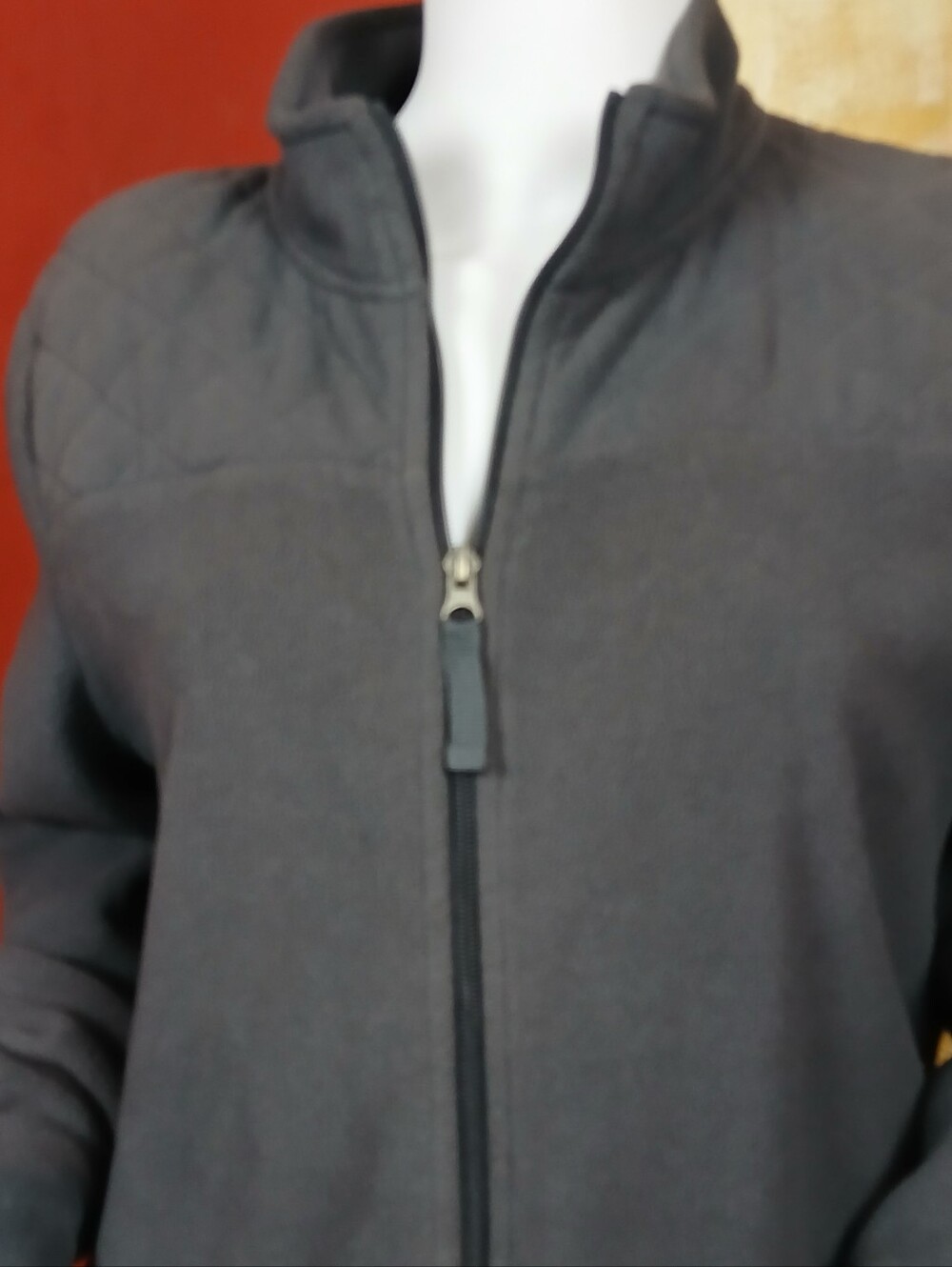 Merona Dark Gray Quilted-Shoulder Full-Zip Bomber Jacket